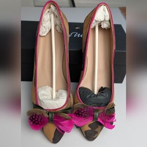 Dream Walkers Camo And Feather Flats Unique Suede Shoes Spain size 36 US 5.5 6